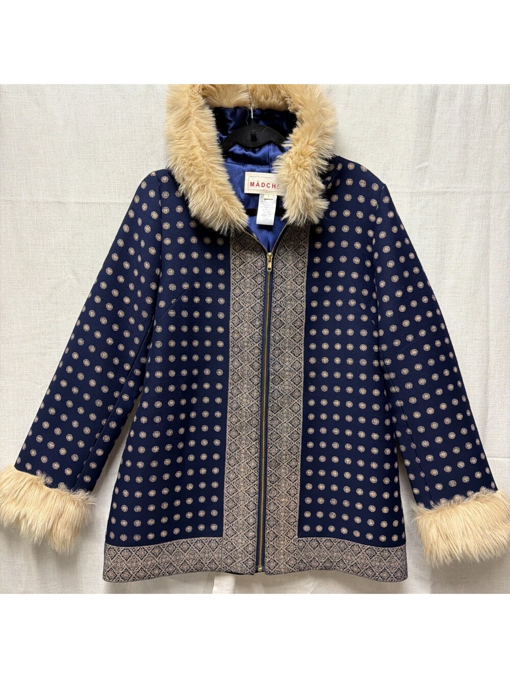 Anthropologie Madchen Skien Women’s Blue Tan  Coat Size L